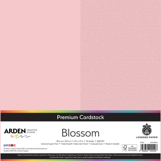 Arden Creative Studio Premium Cardstock 12in x 12in 300gsm 20 Pack - Blossom