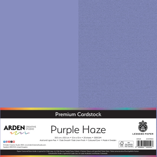 Arden Creative Studio Premium Cardstock 12in x 12in 300gsm 20 Pack - Purple Haze