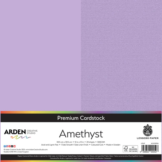 Arden Creative Studio Premium Cardstock 12in x 12in 300gsm 20 Pack - Amethyst