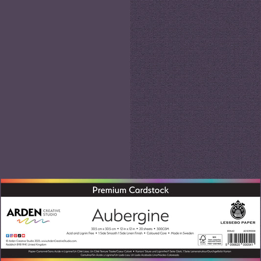 Arden Creative Studio Premium Cardstock 12in x 12in 300gsm 20 Pack - Aubergine