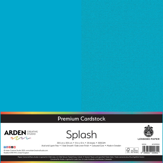 Arden Creative Studio Premium Cardstock 12in x 12in 300gsm 20 Pack - Splash