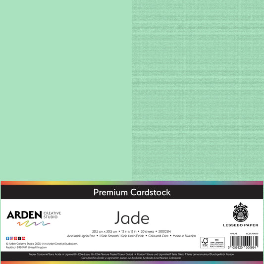 Arden Creative Studio Premium Cardstock 12in x 12in 300gsm 20 Pack - Jade
