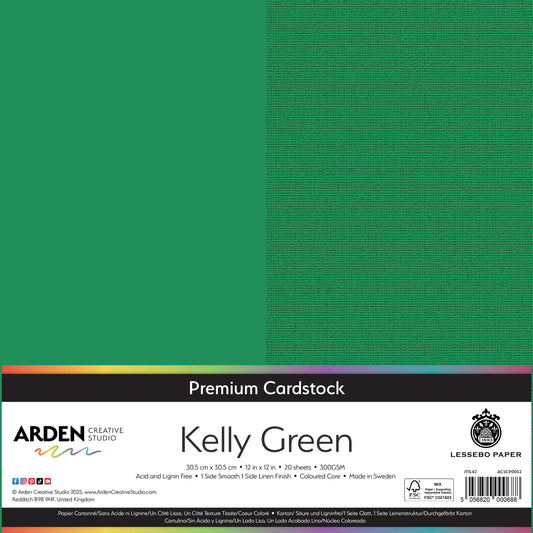 Arden Creative Studio Premium Cardstock 12in x 12in 300gsm 20 Pack - Kelly Green