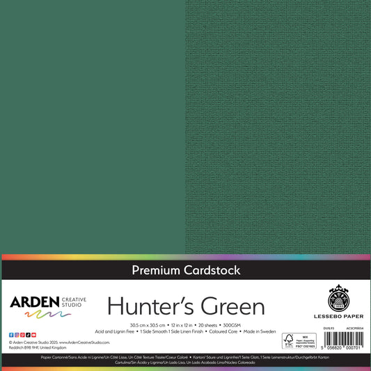 Arden Creative Studio Premium Cardstock 12in x 12in 300gsm 20 Pack - Hunter's Green