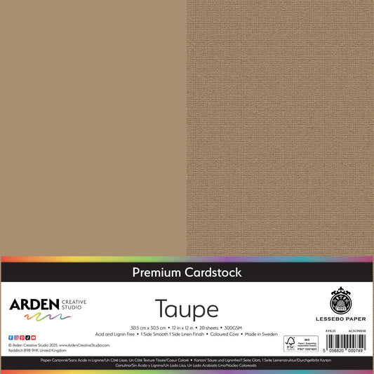 Arden Creative Studio Premium Cardstock 12in x 12in 300gsm 20 Pack - Taupe