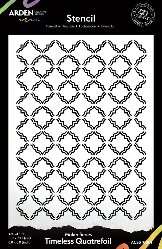 Arden Creative Studio Maker Series Timeless Quatrefoil 6in x 8 in Stencil