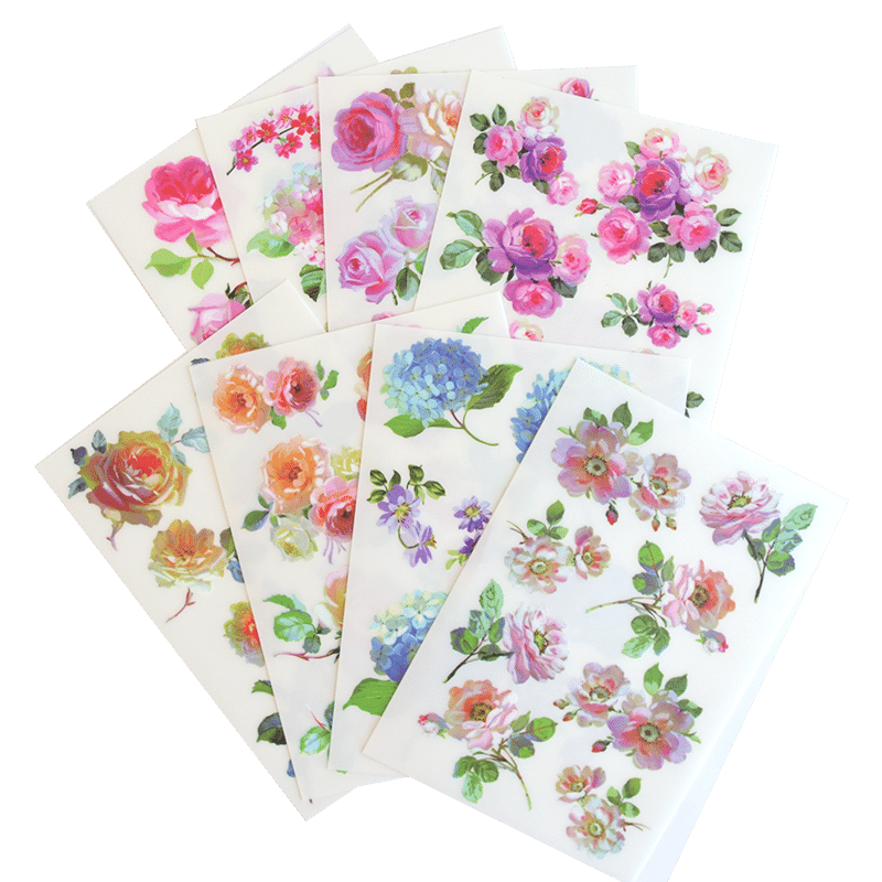Hydrangea and Rose Rub On Transfers