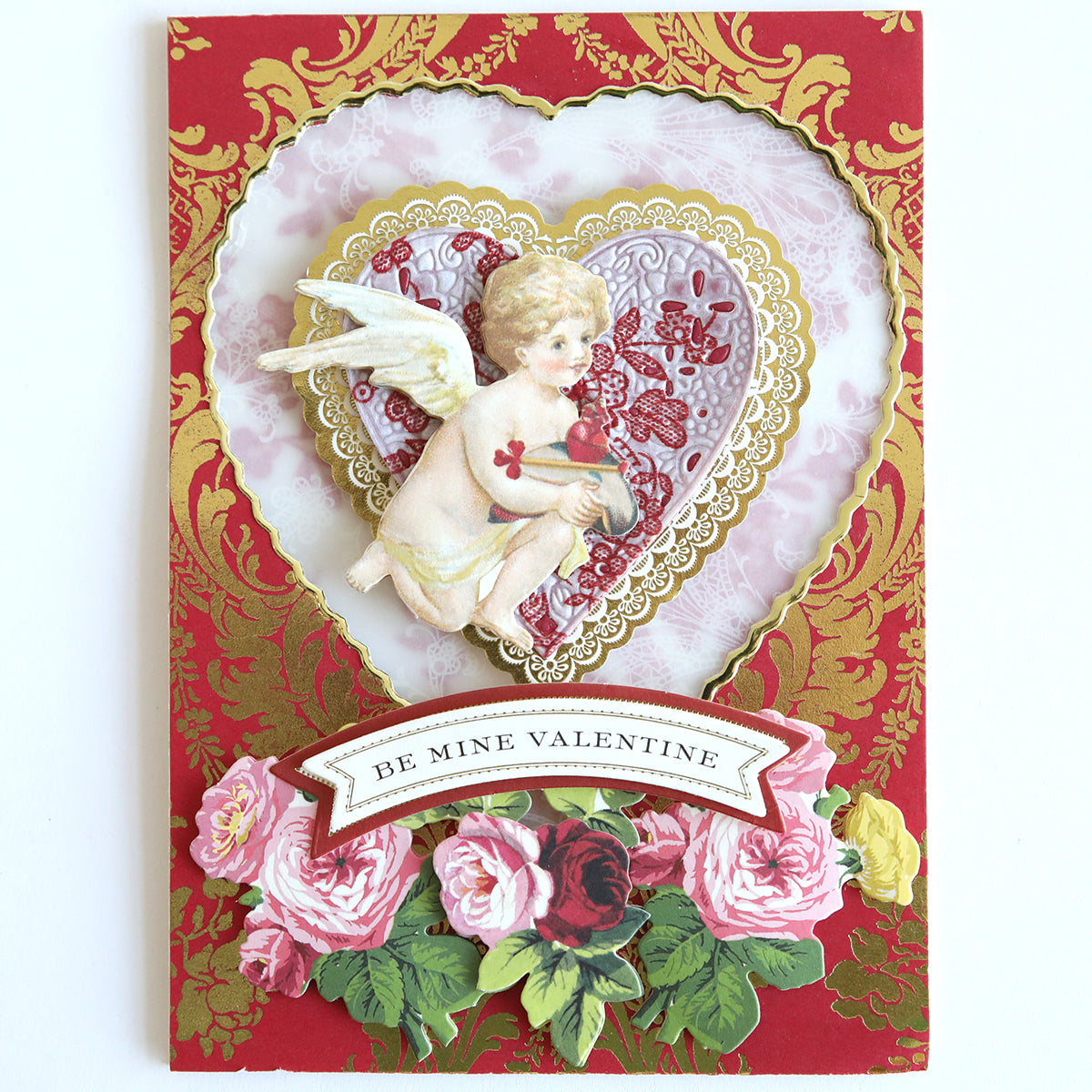 Red and White Lace Vellum Papers 24 sheets