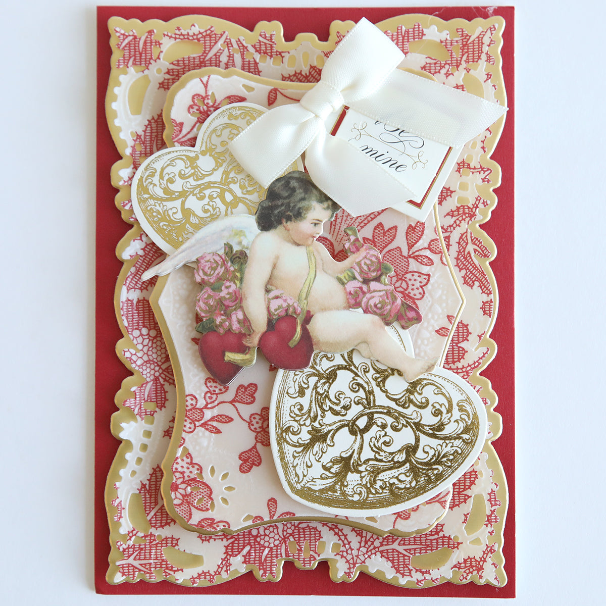 Red and White Lace Vellum Papers 24 sheets