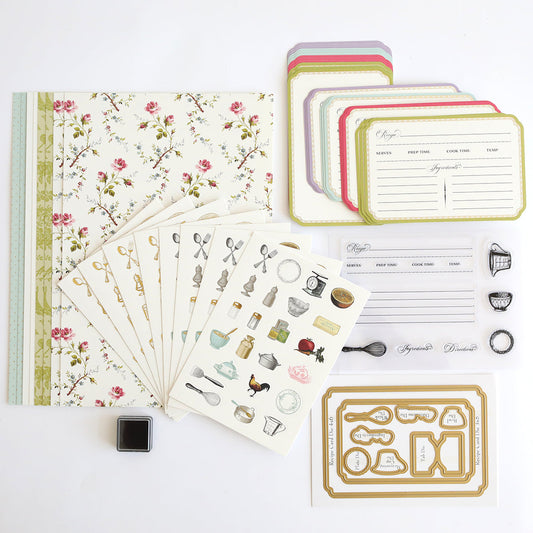 Recipe Card Stamps, Dies and Embellishments