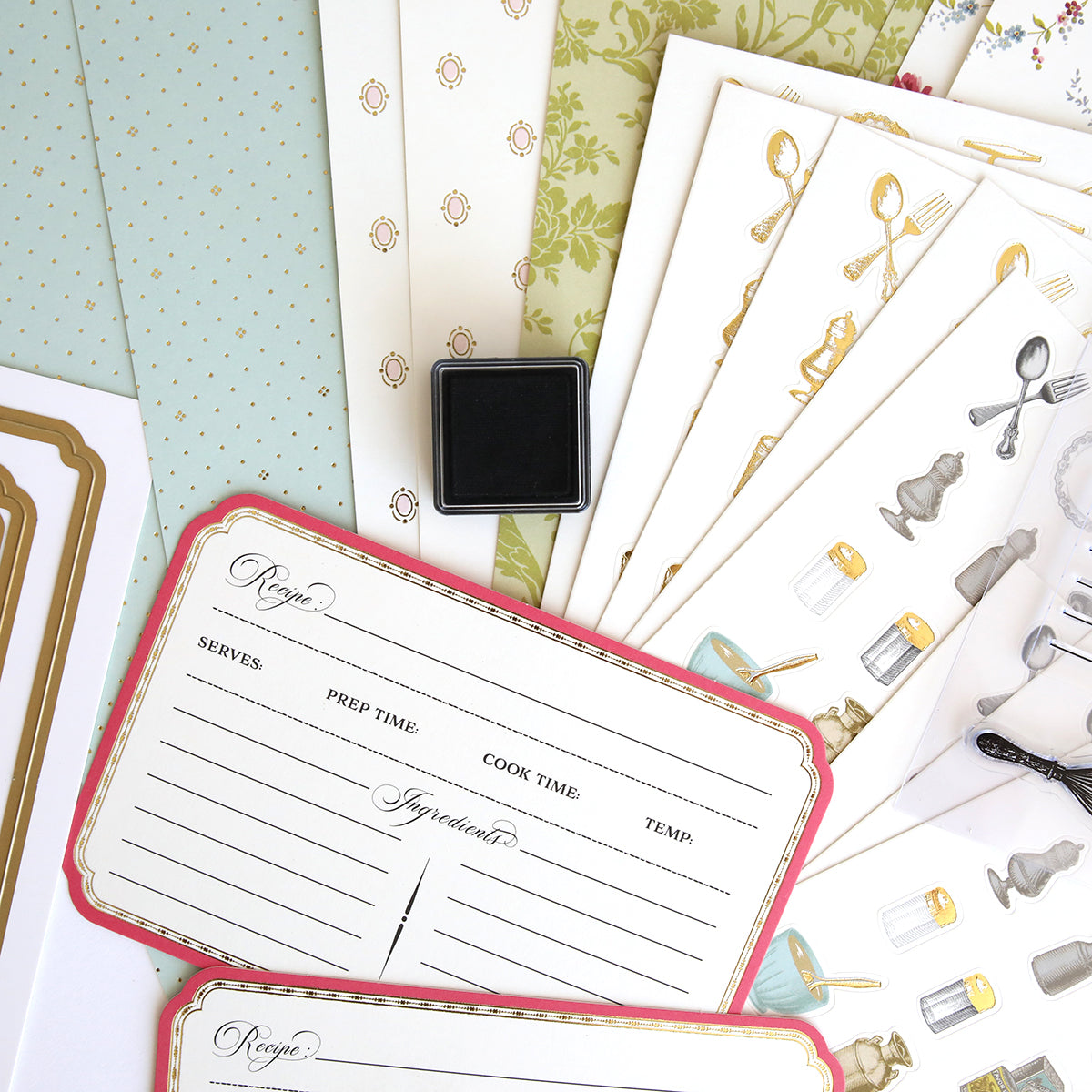 Recipe Card Stamps, Dies and Embellishments