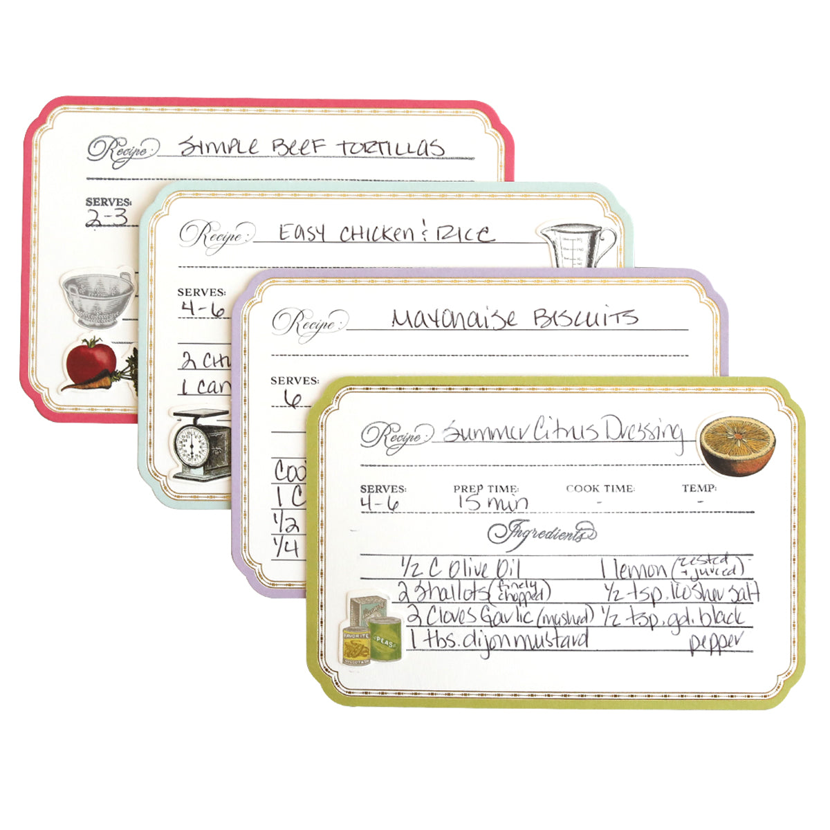 Recipe Card Stamps, Dies and Embellishments