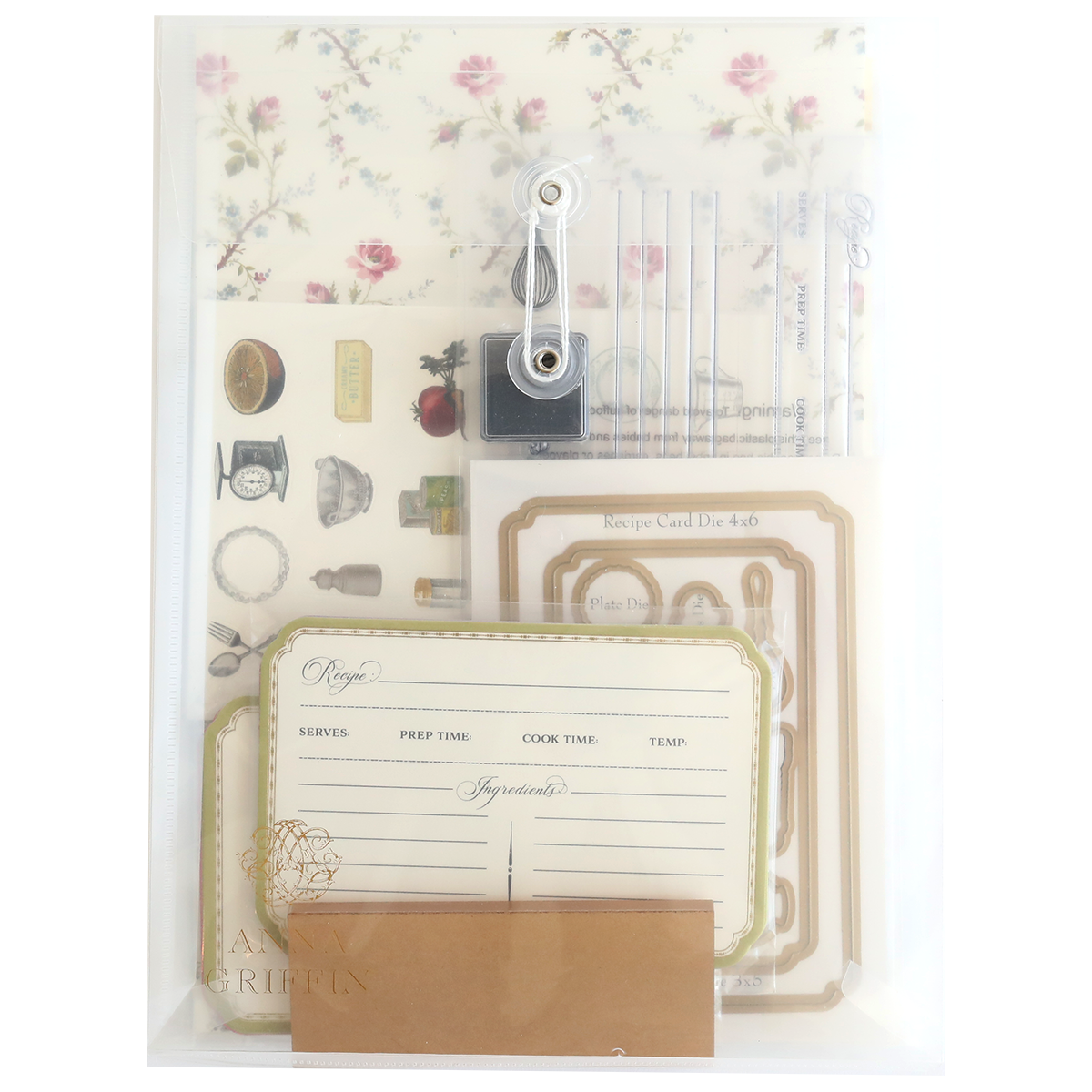 Recipe Card Stamps, Dies and Embellishments