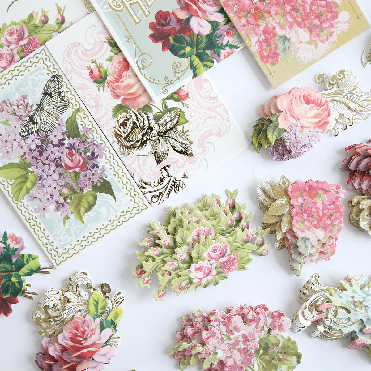 Antique Greetings Postcard 120 Embellishment Stickers