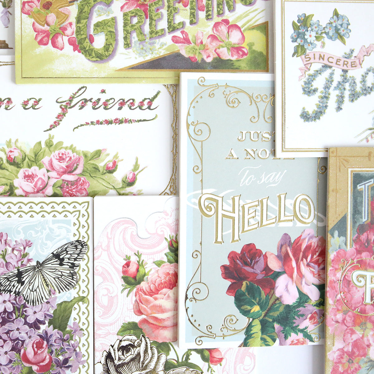 Antique Greetings Postcard 120 Embellishment Stickers
