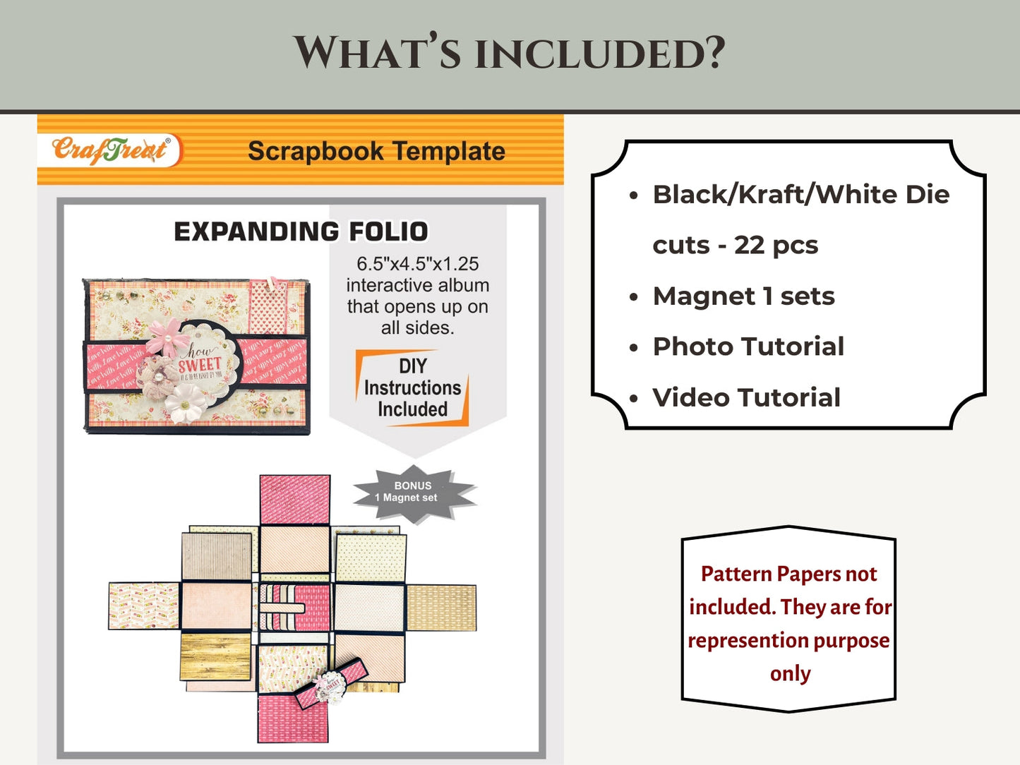 CrafTreat Scrapbook Blank Precut Album Base - Expanding Folio - White