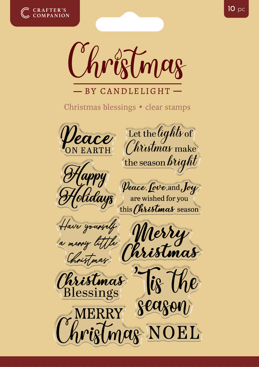 Christmas by Candlelight Clear Acrylic Stamp Set - Christmas Blessings