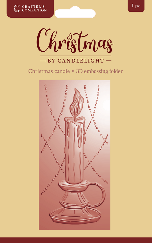 Christmas by Candlelight 2.75” X 5.75” 3D Embossing Folder - Christmas Candle
