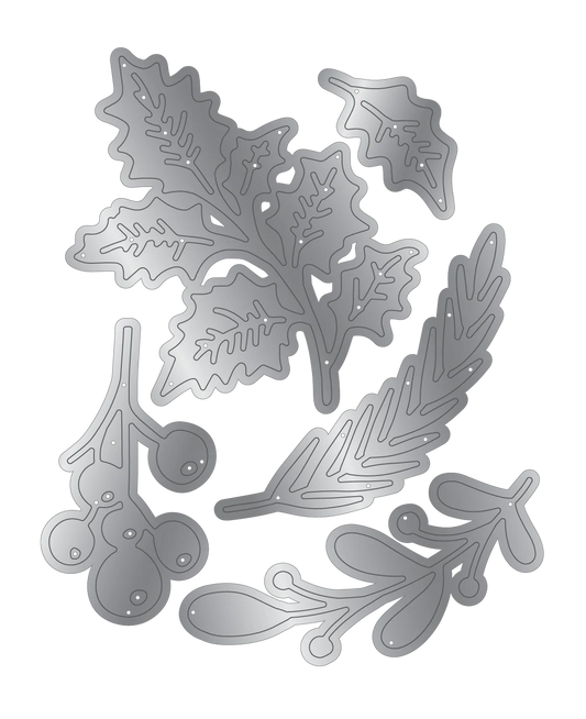 Christmas by Candlelight Metal Die Set - Seasonal Foliage