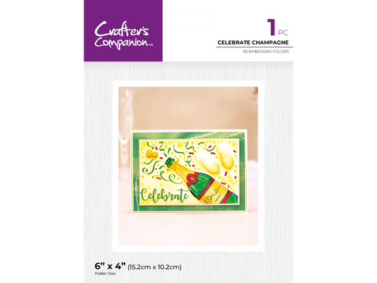 Crafter's Companion 6"x4" 3D Embossing Folder - Celebrate Champagne