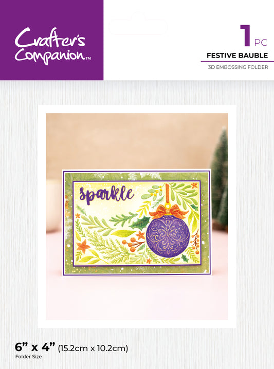 Crafter's Companion 6"x4" 3D Embossing Folder - Festive Bauble