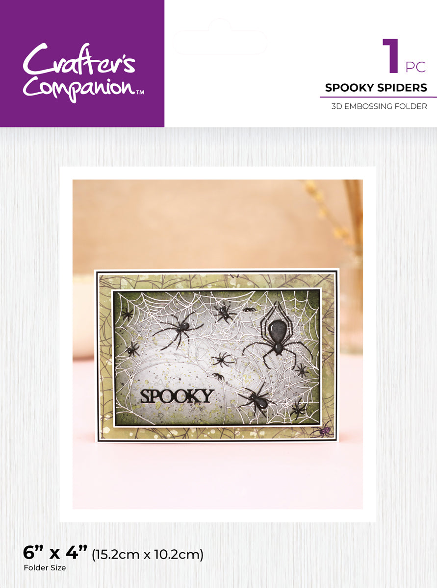 Crafters Companion 6"x4" 3D Embossing Folder - Spooky Spiders