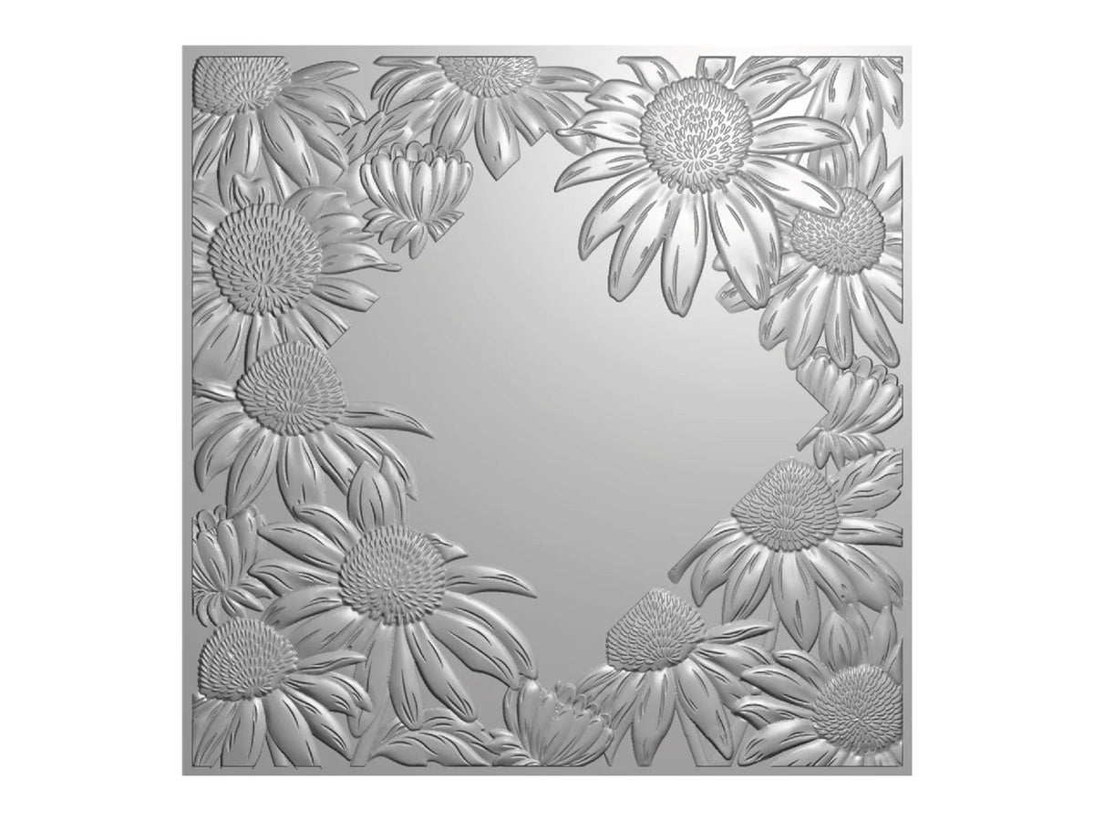 Crafters Companion 5.5” X 5.5” 3D Embossing Folder, Metal Die and Stencil Set - Ethereal Echinacea