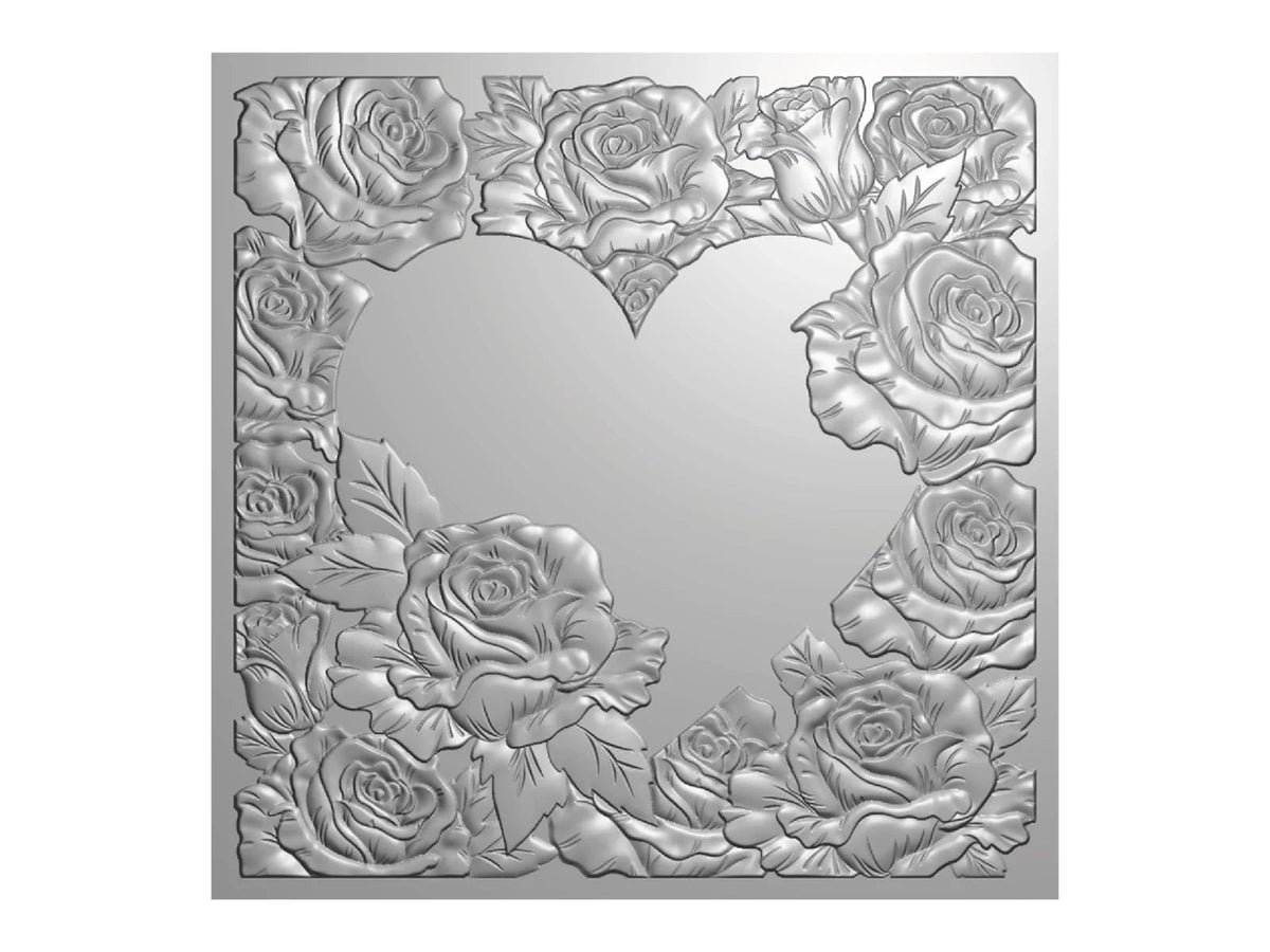 Crafters Companion 5.5” X 5.5” 3D Embossing Folder, Metal Die and Stencil Set - Radiant Rose