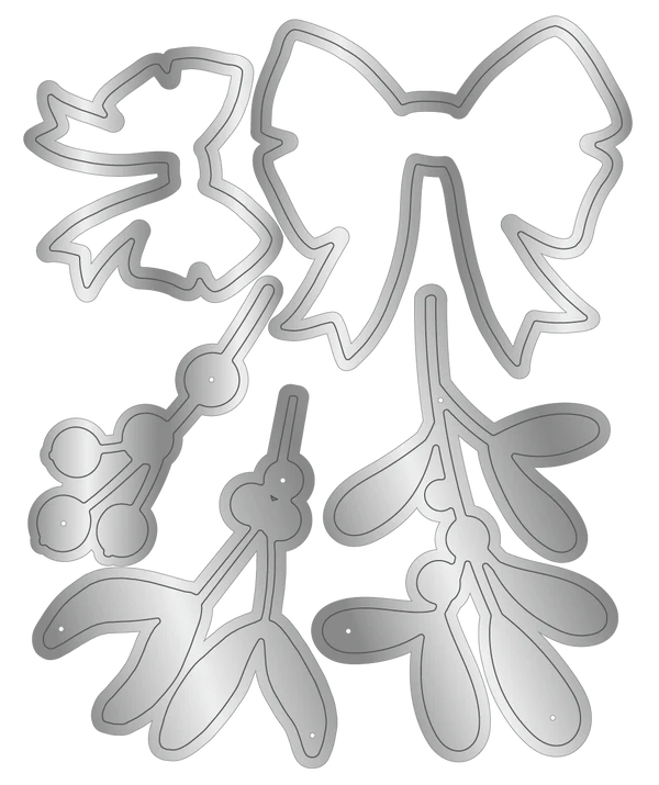 Crafters Companion 6” x 9” 3D Folder & Metal Die - Mistletoe & Bows
