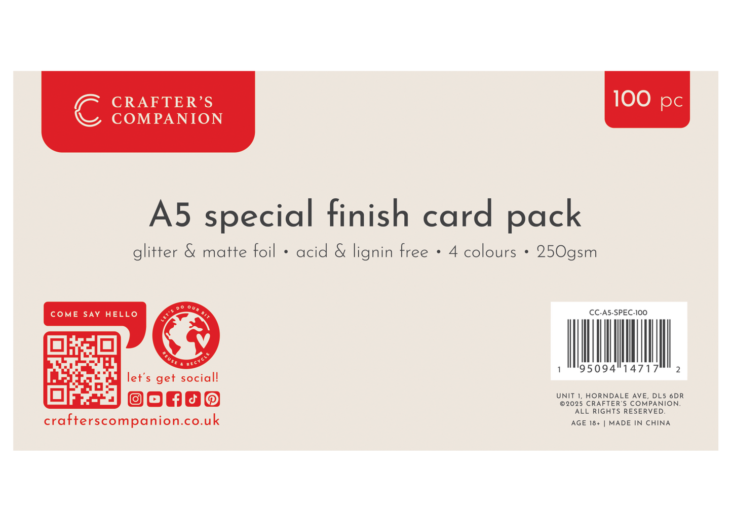 Crafter's Companion A5 Special Finished Card – 100pk