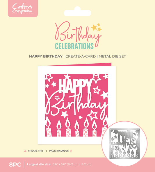 Crafter's Companion Birthday Celebrations Metal Die Create-a-Card - Happy Birthday