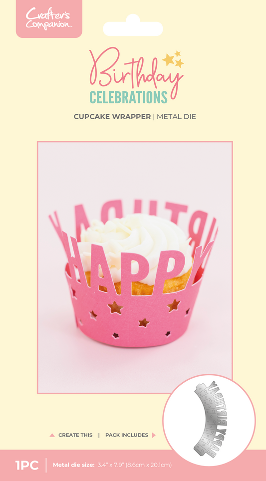 Crafter's Companion Birthday Celebrations Metal Dies - Cupcake Wrapper