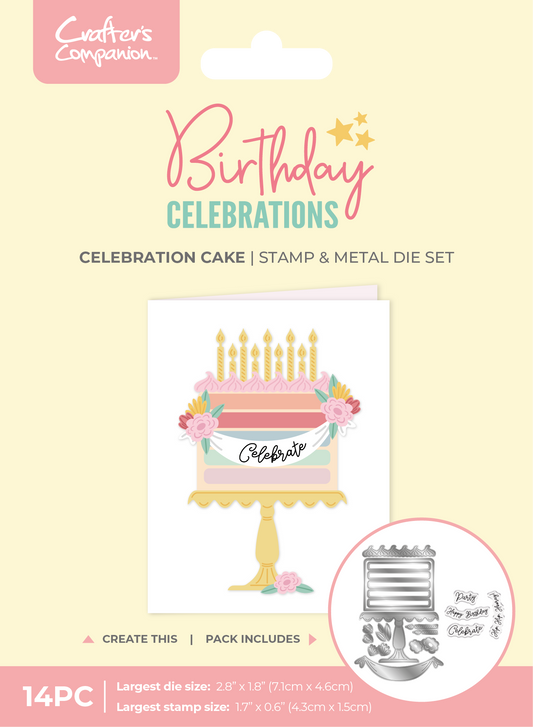 Crafter's Companion Birthday Celebrations Photopolymer Stamp & Die - Celebration Cake