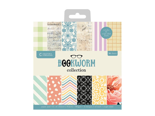 Crafters Companion Bookworm Collection 6" X 6" Paper Pad