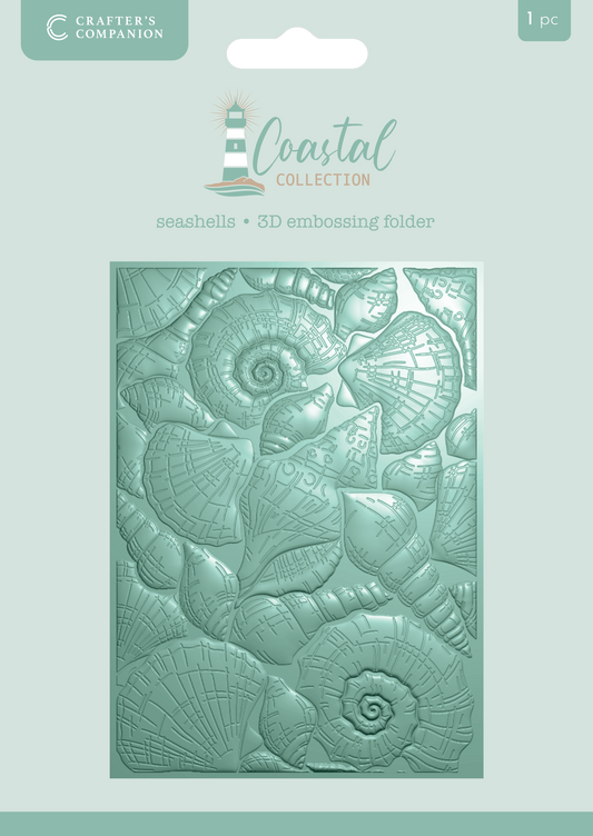 Crafter’s Companion Coastal Collection 3D Embossing Folder 5”x7” - Sea Shells 