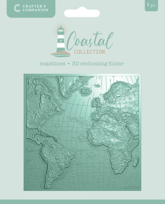 Crafter’s Companion Coastal Collection 3D Embossing Folder 5.5”x5.5” - Coastlines