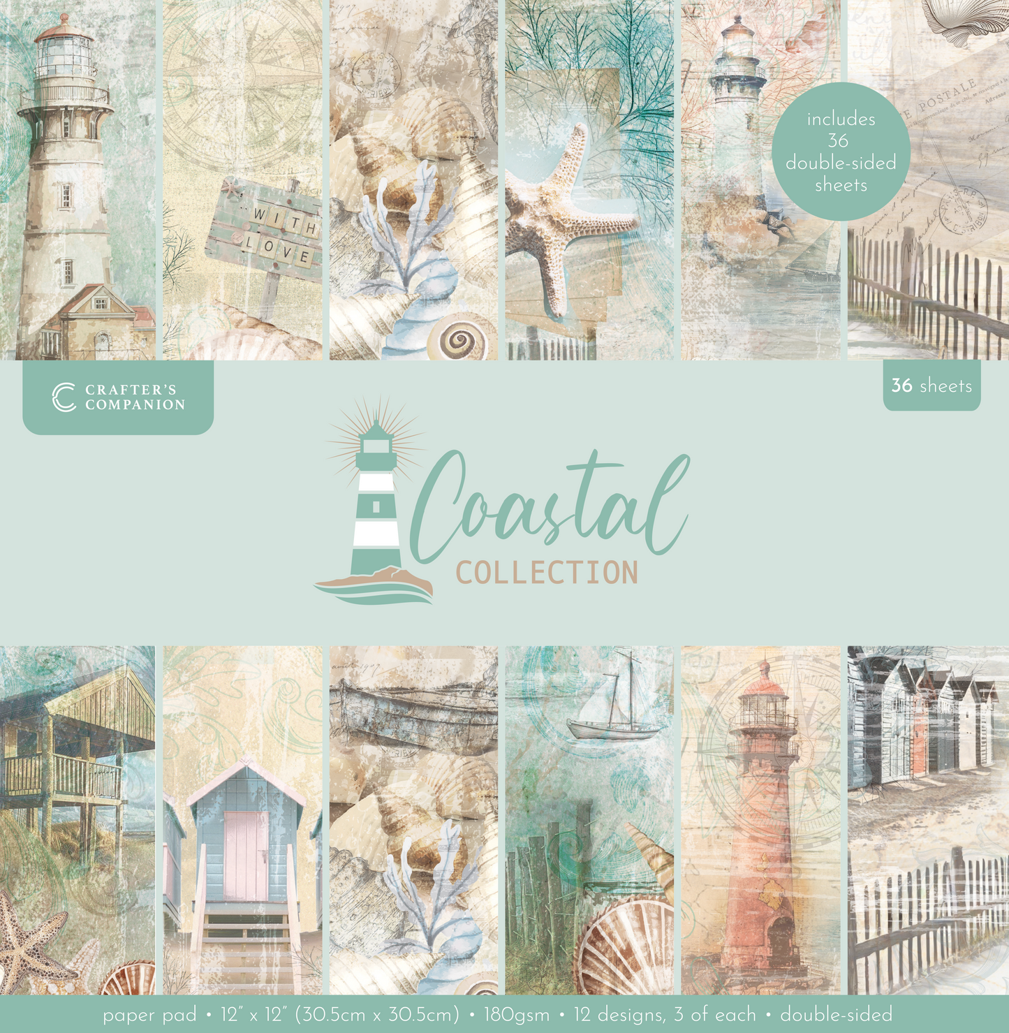 Crafter’s Companion Coastal Collection 12”x12” Paper Pad 