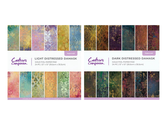 Crafter's Companion Distressed Damask 12x12 Paper Pad Collection