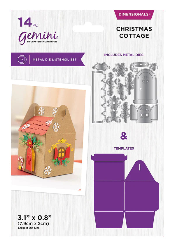 Crafter's Companion 3D Box Die and Stencil Set - Christmas Cottage
