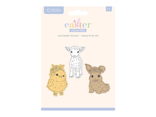 Crafter's Companion Easter Collection Stamp & Die - Cute Easter Friends