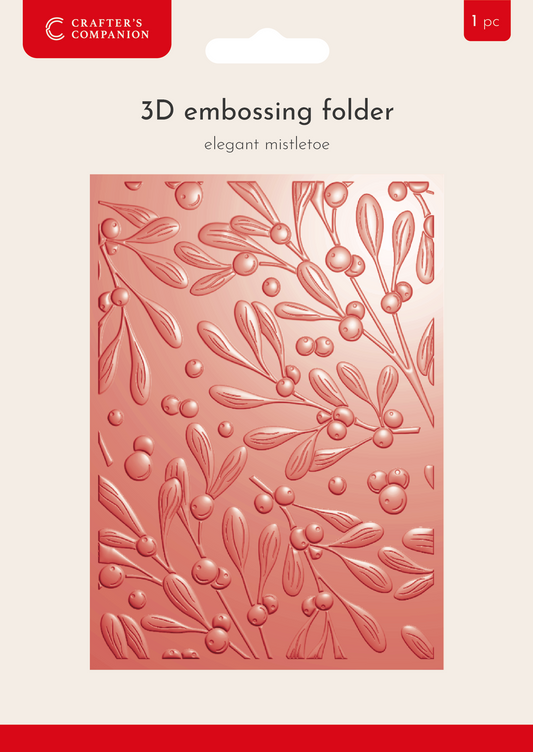 Crafter's Companion 3D Embossing Folder 5.5'x 7.5" - Elegant Mistletoe