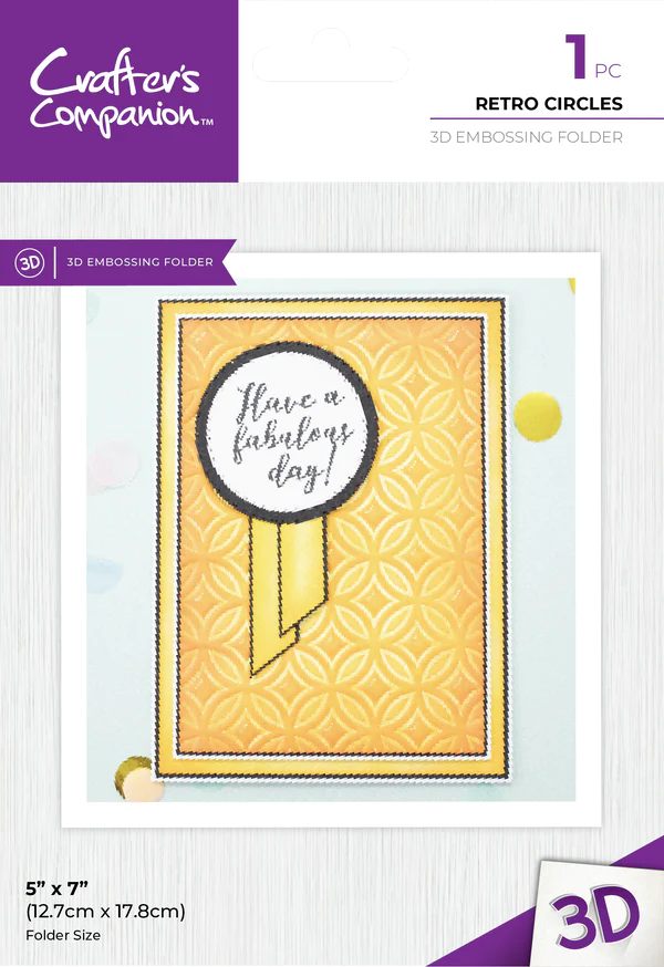 Crafter's Companion 3D Embossing Folder 5" x 7" - Retro Circles