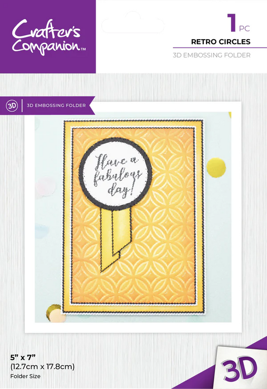 Crafter's Companion 3D Embossing Folder 5" x 7" - Retro Circles