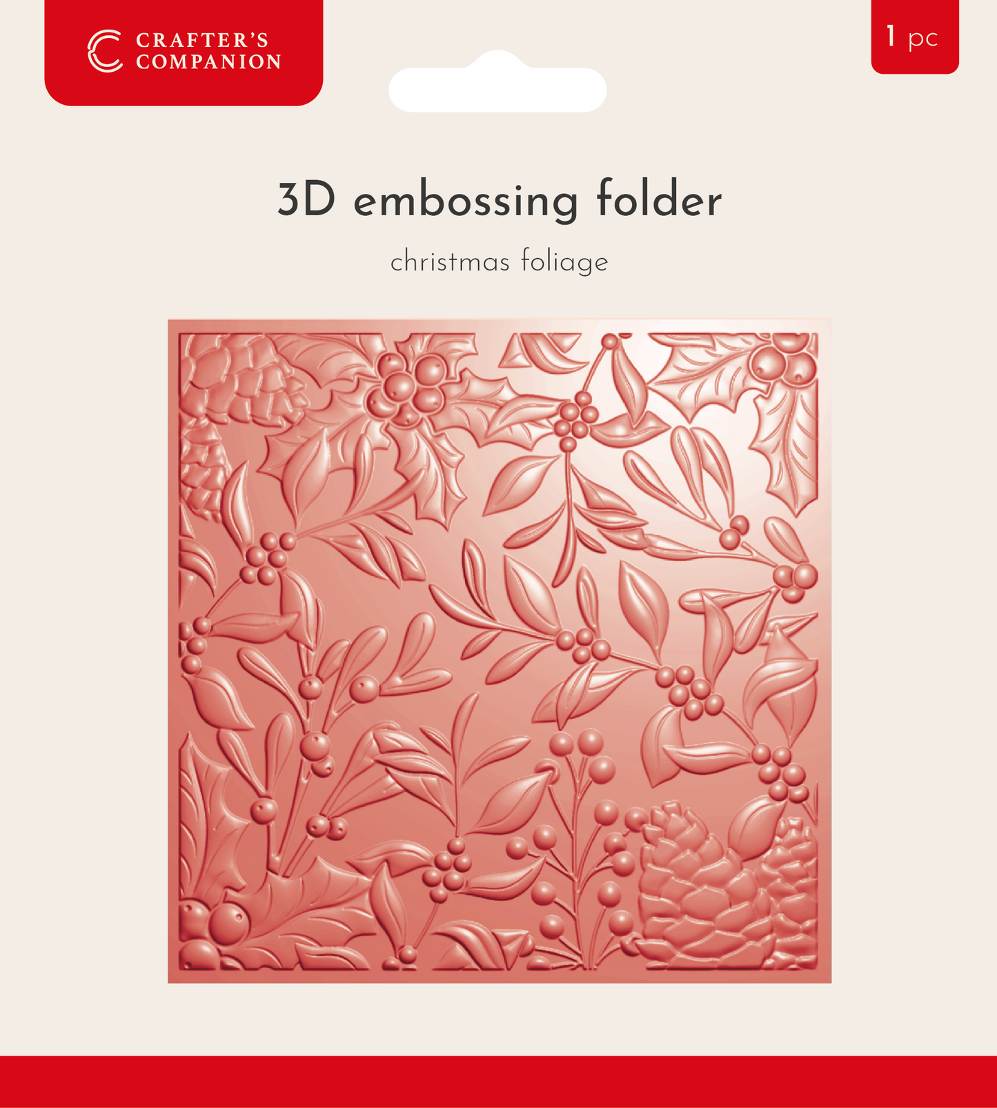 Crafter's Companion 3D Embossing Folder 5.5" x 5.5" -  Christmas Foliage
