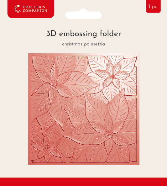 Crafter's Companion 3D Embossing Folder 5.5"x 5.5" -  Christmas Poinsettia