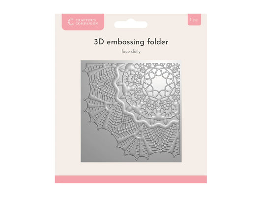 Crafter’s Companion 5.5″ x 5.5″ 3D Embossing Folder - Lace Doily