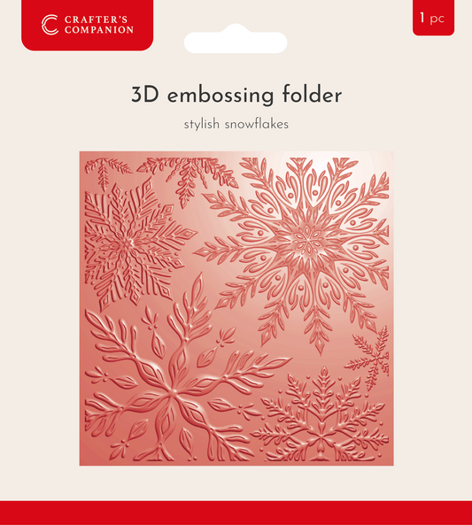 Crafter's Companion 3D Embossing Folder 5.5' x 5.5" -  Stylish Snowflakes