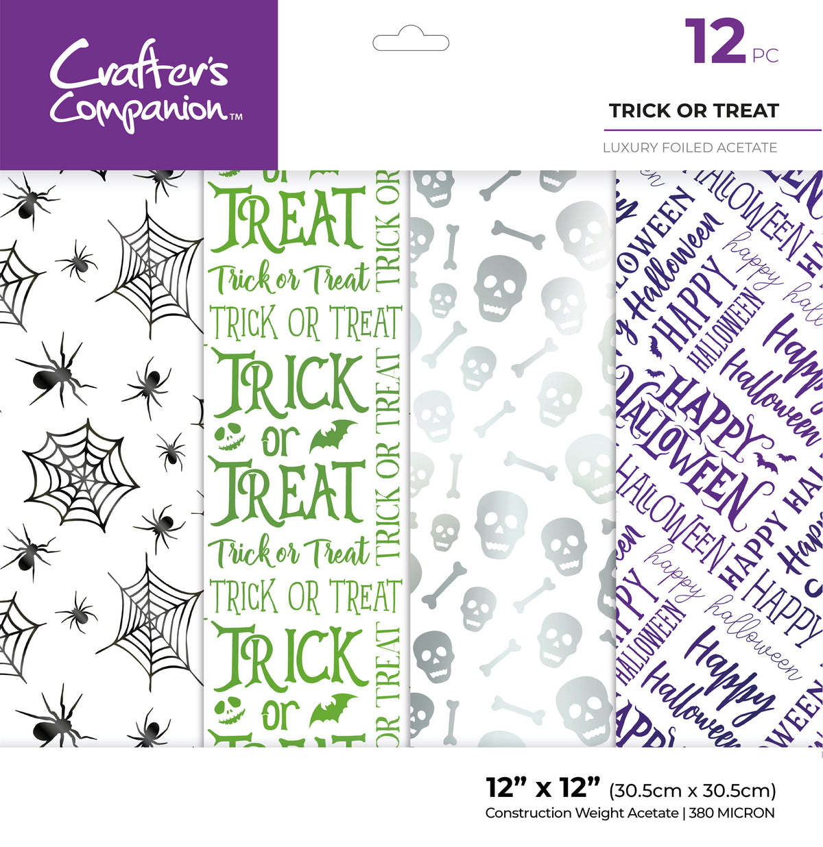 Crafter's Companion 12” x 12” Luxury Foiled Acetate Pack - Trick or Treat
