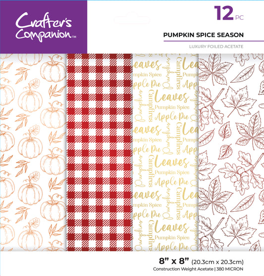 Crafter's Companion 8” x 8” Luxury Foiled Acetate Pack - Pumpkin Spice Season