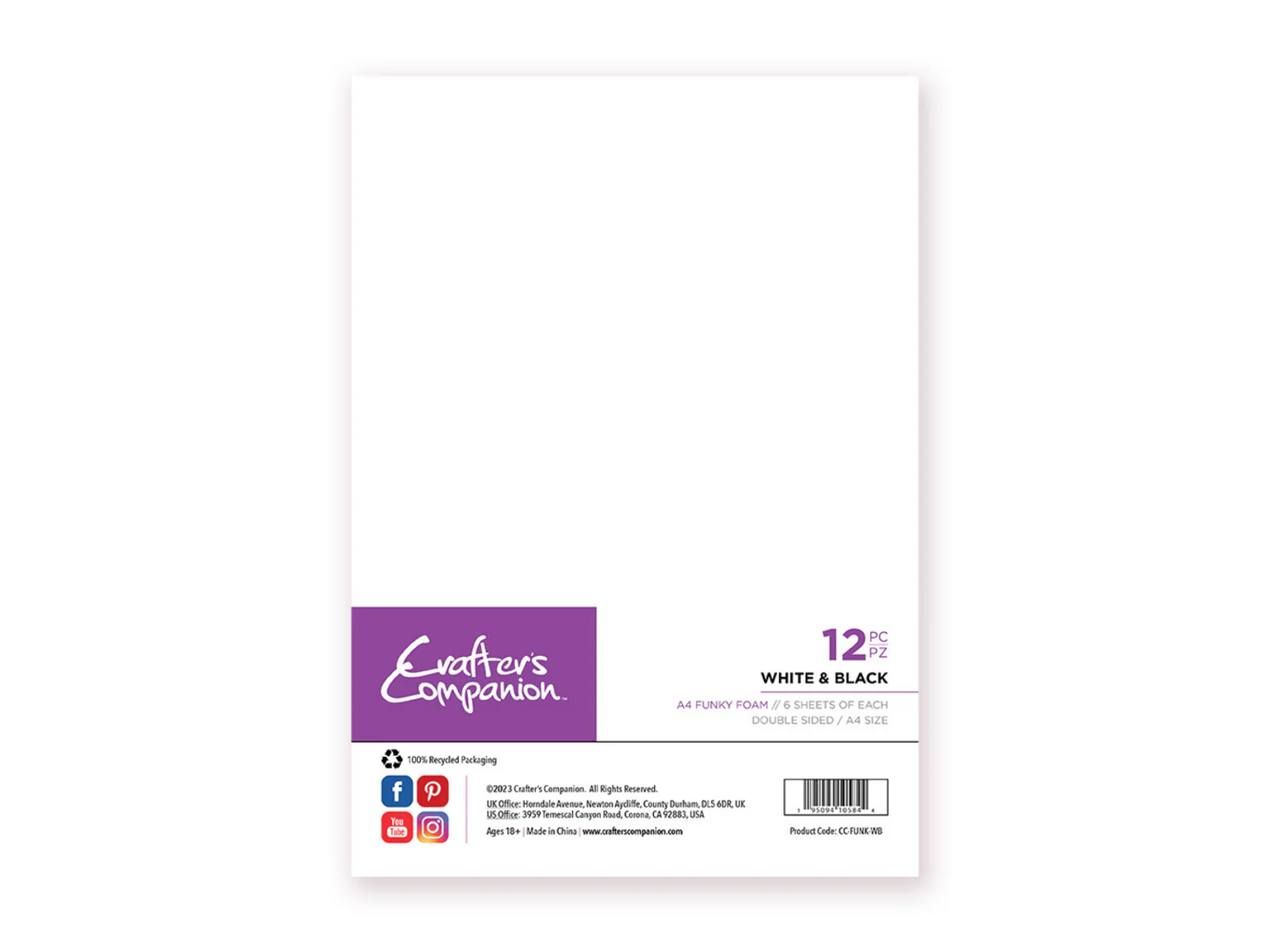 Crafter's Companion A4 Funky Foam - White & Black